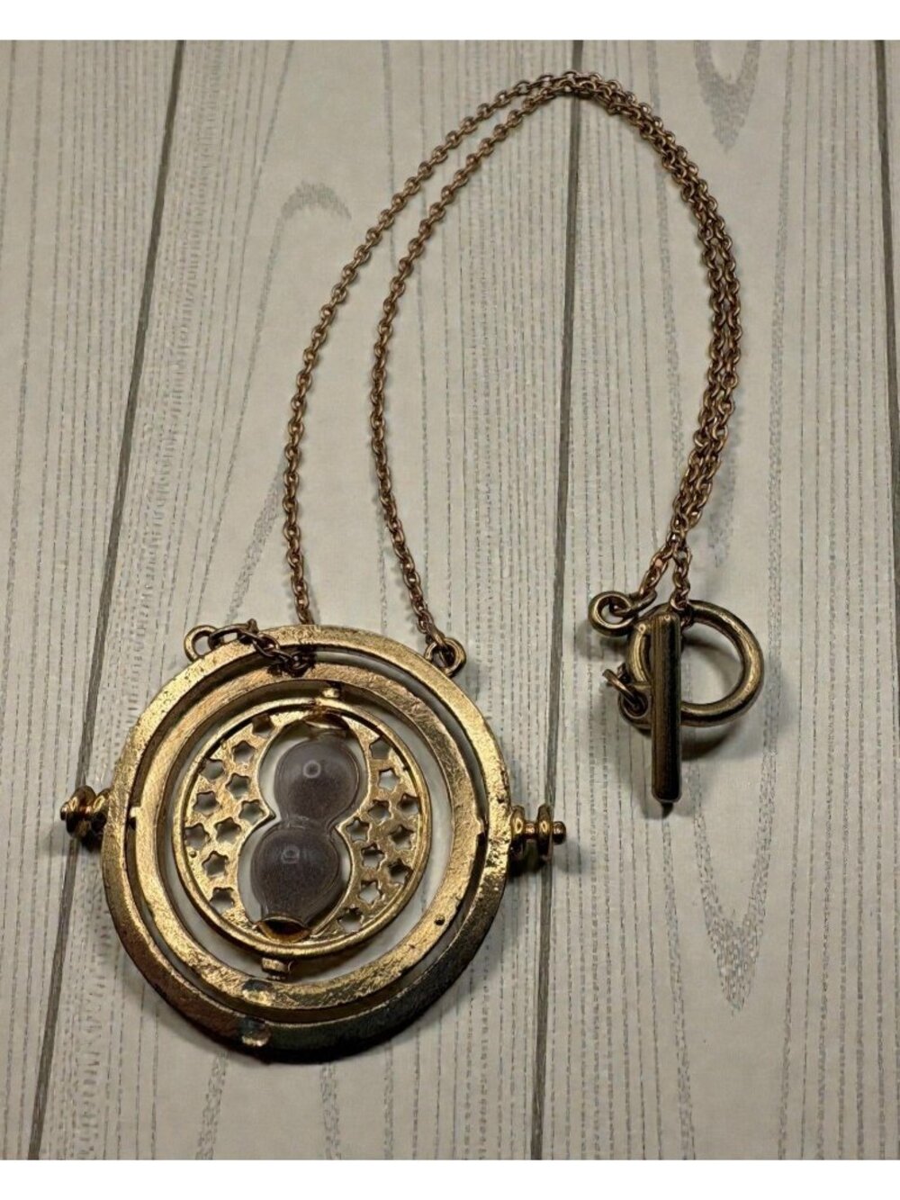 Harry Potter Inspired Necklace Time Turner Hourglass Device with Inscription